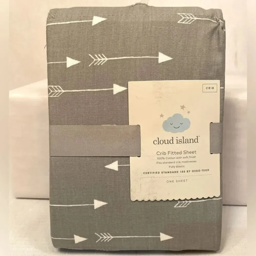 Cloud Island Gray Crib Fitted Sheet